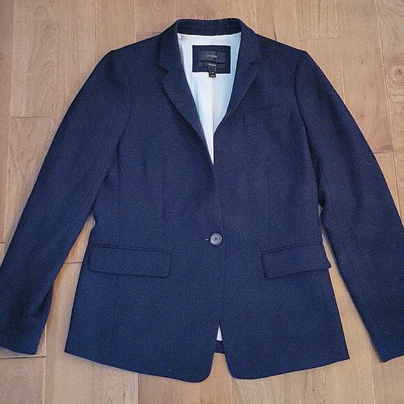J. Crew Regent Wool Blazer Suit Jacket Dark Navy Blue Size 4 Style 80323 - Picture 1 of 9